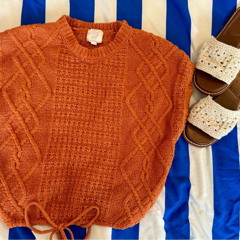 Hippie Rose Vibrant Orange Cable Knit Sweater